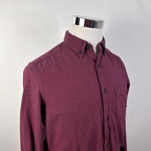 H&M LOGG Small Regular Fit Flannel Shirt Houndstooth Blue Red 100% Cotton